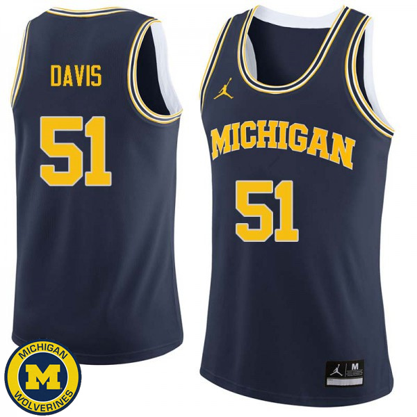 Men's Michigan Wolverines #51 Austin Davis Navy High School Basketball Jersey